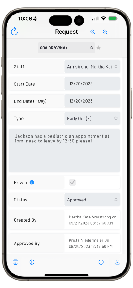 Requests can be made and approved in real-time.